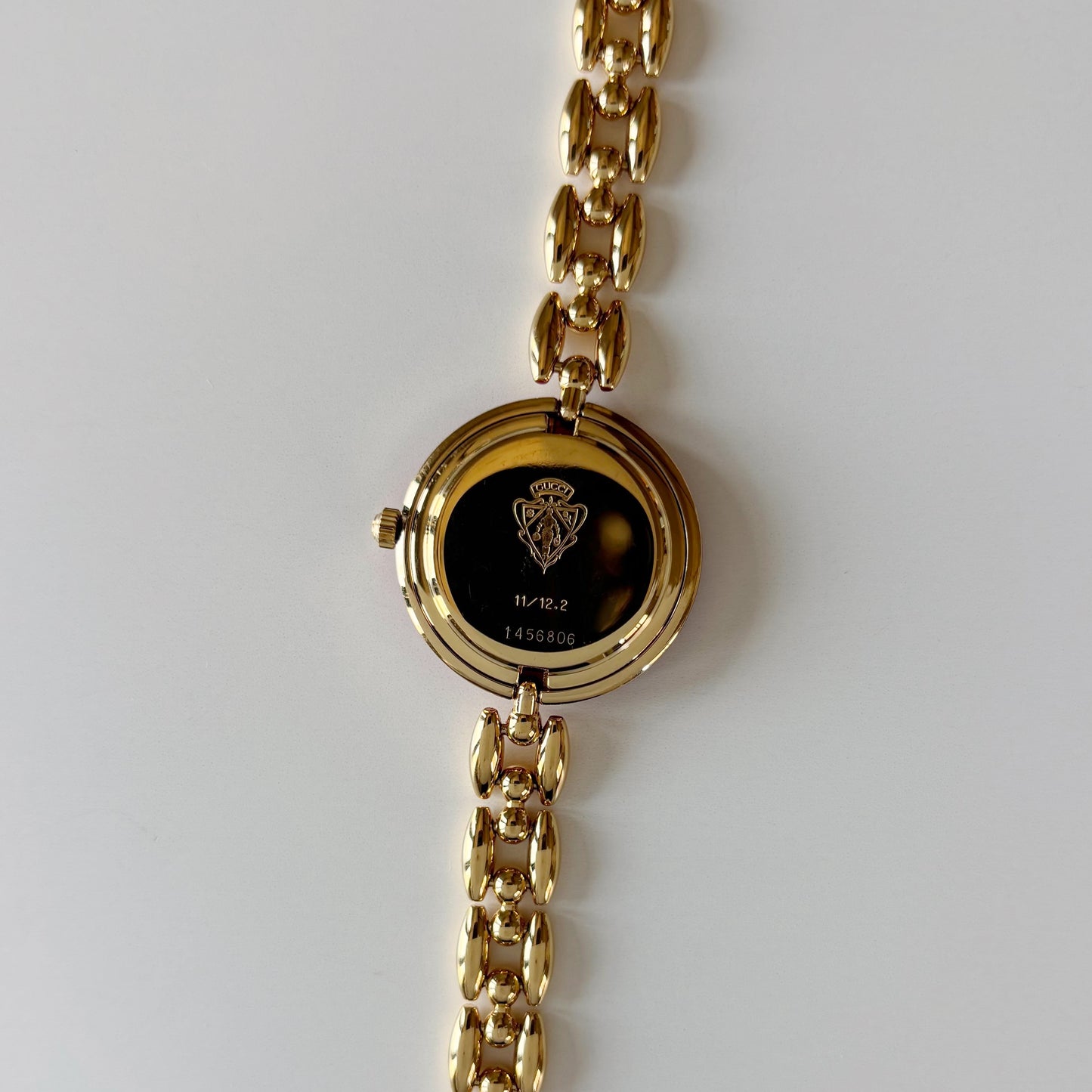 Gucci 1990s Interchangeable Bezel Gold Plated Rice Chain Watch with case, 6 bezels (160mm)