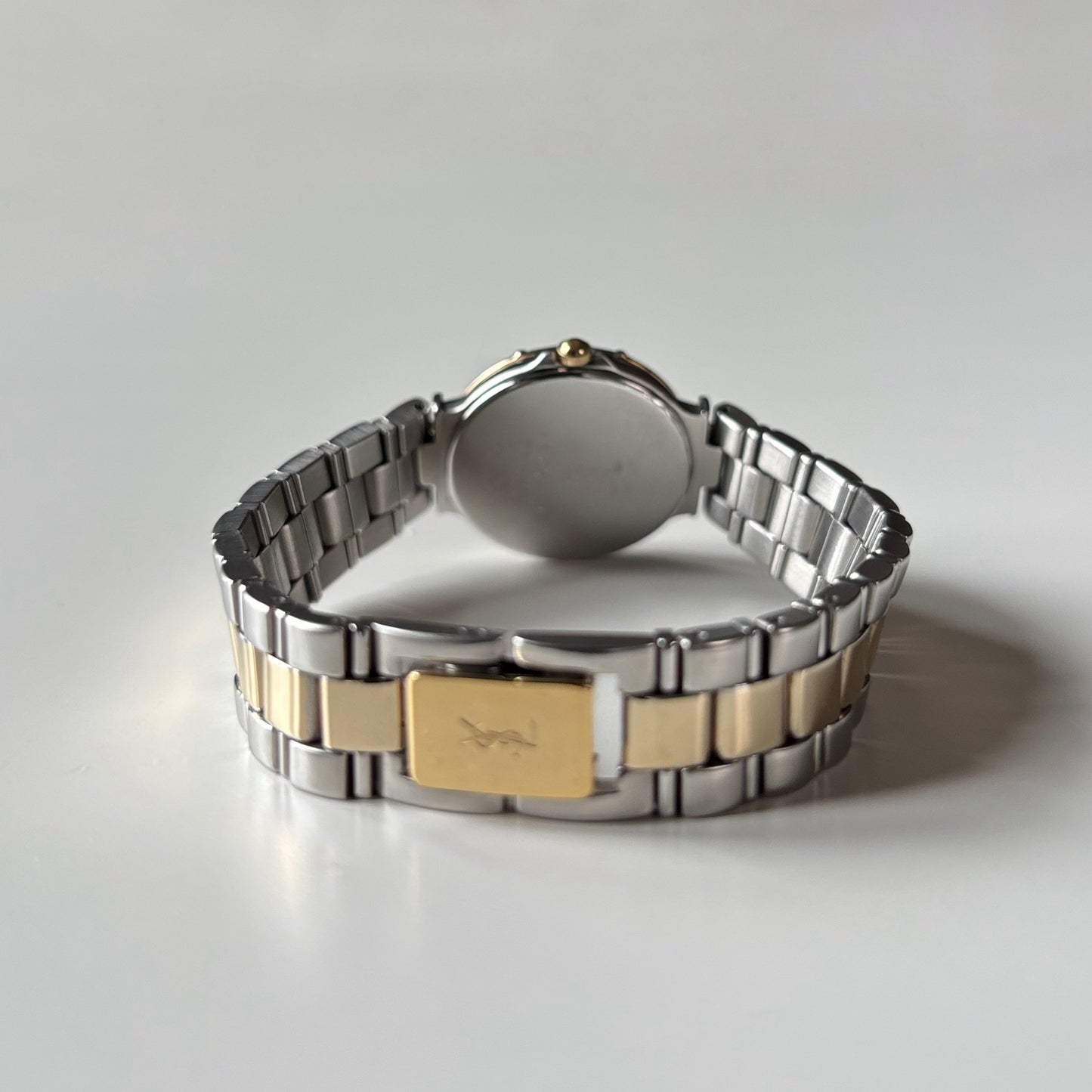 Yves Saint Laurent 1990s Round Dial Two Tone Gold Plated Watch