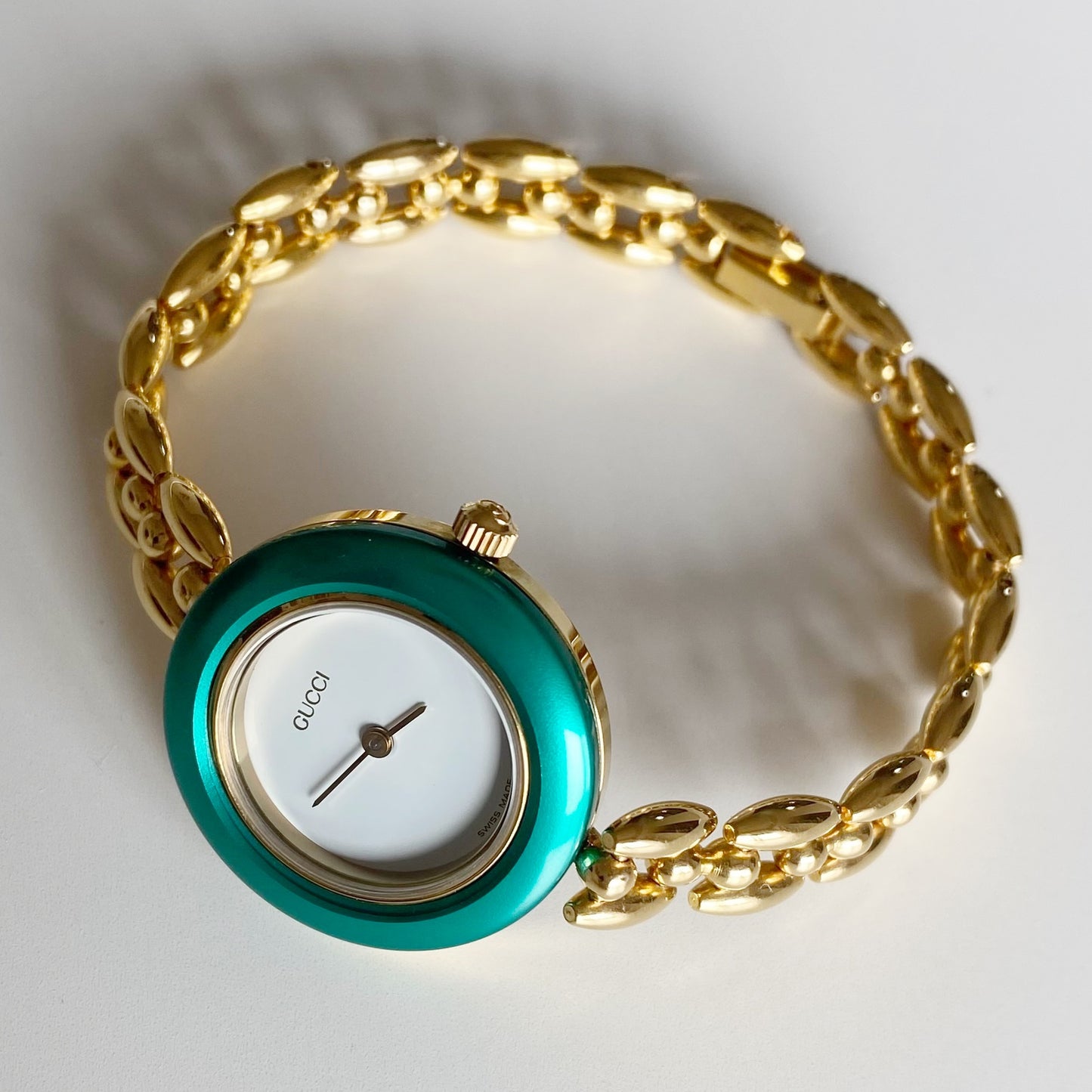 Gucci 1990s Interchangeable Bezel Gold Plated Watch with 6 bezels, case (170mm)
