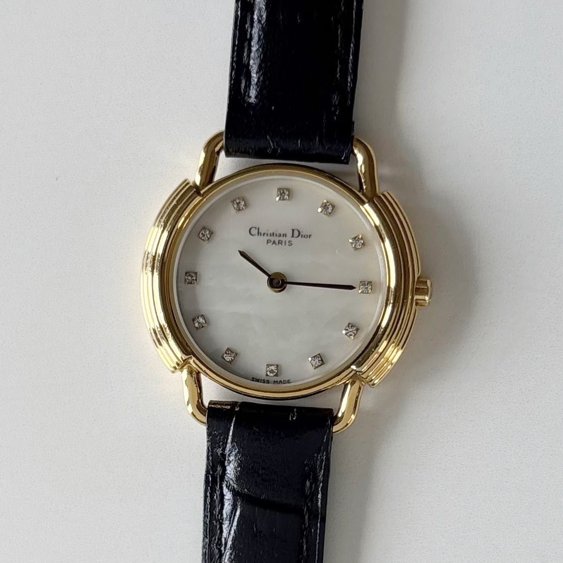 Dior 1990s Seashell Round Dial Gold Plated Watch