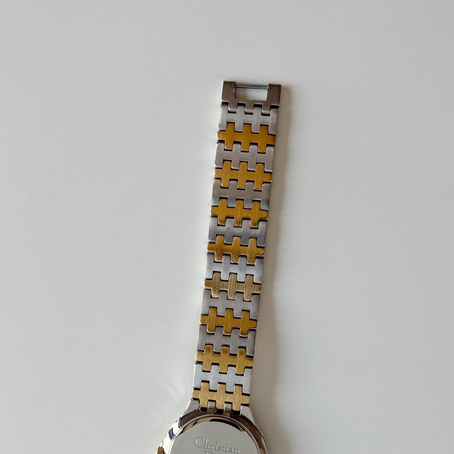 Dior 1990s Date Round Dial Two Tone Gold Plated Watch