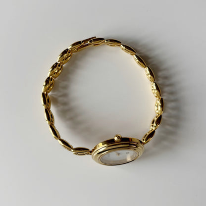 Gucci 1990s Interchangeable Bezel Gold Plated Rice Chain Watch with 6 bezels, case (172mm)