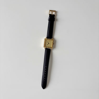 Tiffany 1990s Atlas Square Dial 18K Gold Case Watch