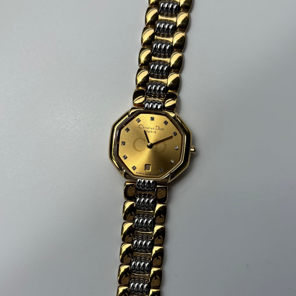 Dior 1990s Octagon Dial Two Tone Watch