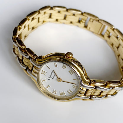 Dior 1990s Round Two Tone Watch