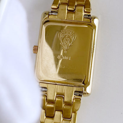 Gucci 1990s Gold Plated Rectangular Dial Watch