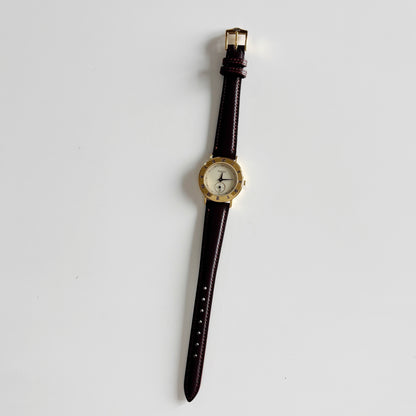 Gucci 1990s Sub Second Round Dial Gold Plated Watch