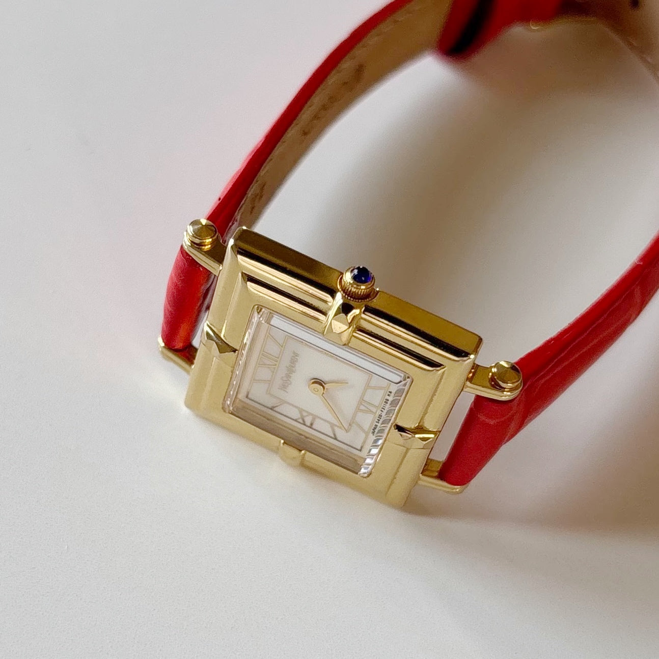 Yves Saint Laurent 1990s Square Dial Gold Plated Watch