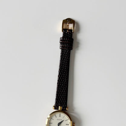 Gucci 1990s Sherry Round Dial Gold Plated Watch
