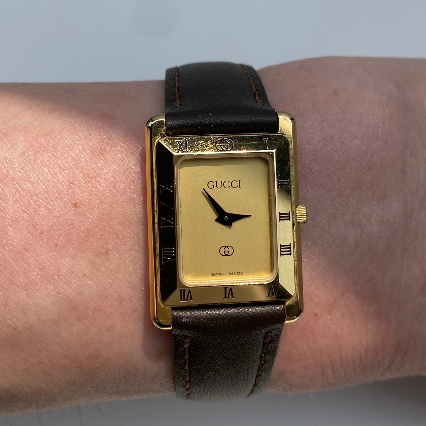 Gucci 1990s Gold Dial Tank Watch