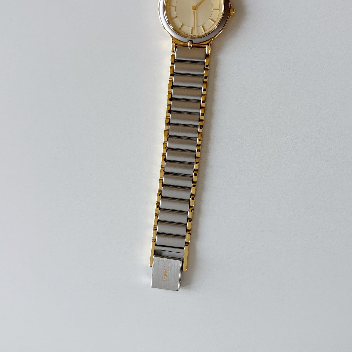 Yves Saint Laurent 1990s Round Dial Two Tone Gold Plated Watch
