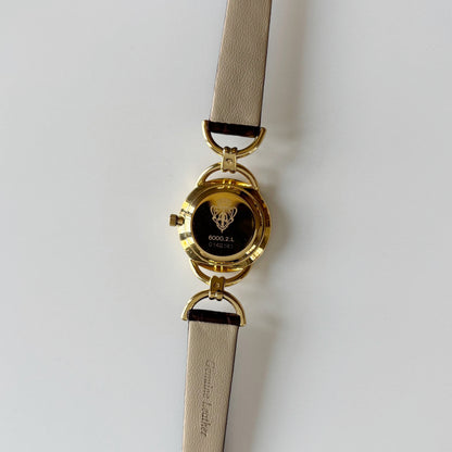 Gucci 1990s Gold Round Dial Horsebit Gold Plated Watch