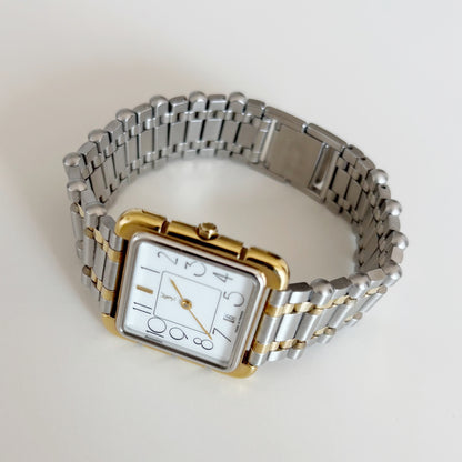 Yves Saint Laurent 1990s Square Dial Two Tone Watch