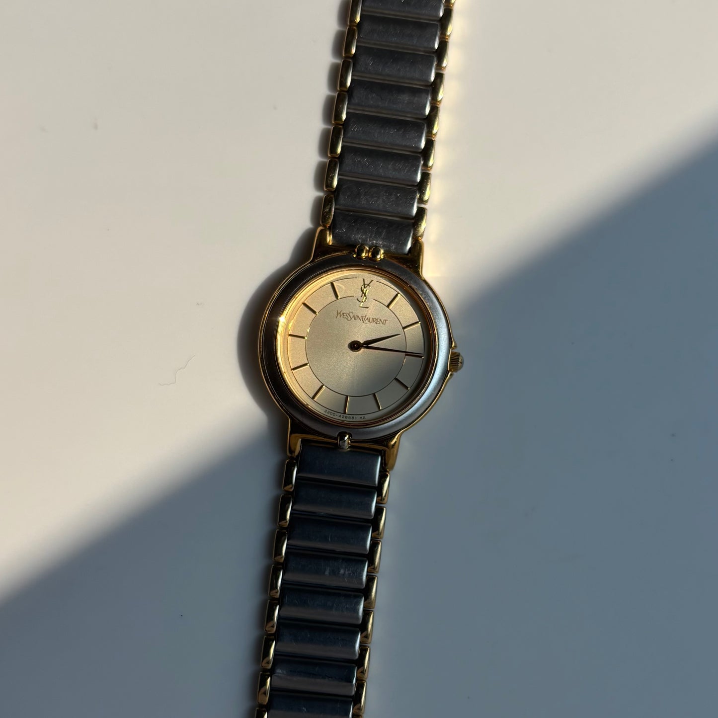 Yves Saint Laurent 1990s Round Dial Two Tone Watch