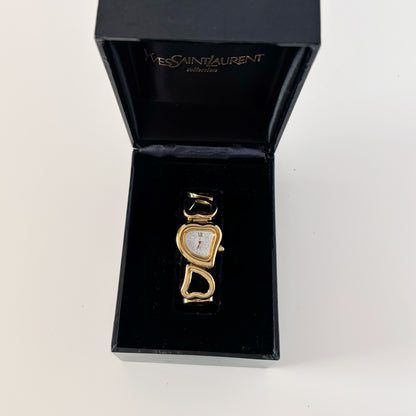 Yves Saint Laurent 1990s Heart Shaped Dial Band Gold Plated Watch (8/1)