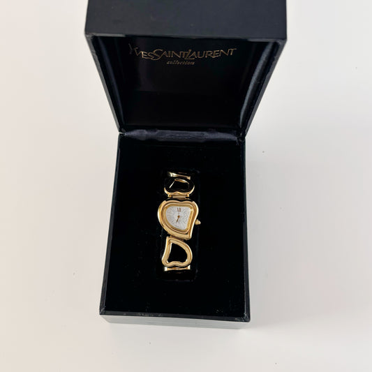 Yves Saint Laurent 1990s Heart Shaped Dial Band Gold Plated Watch (8/1)