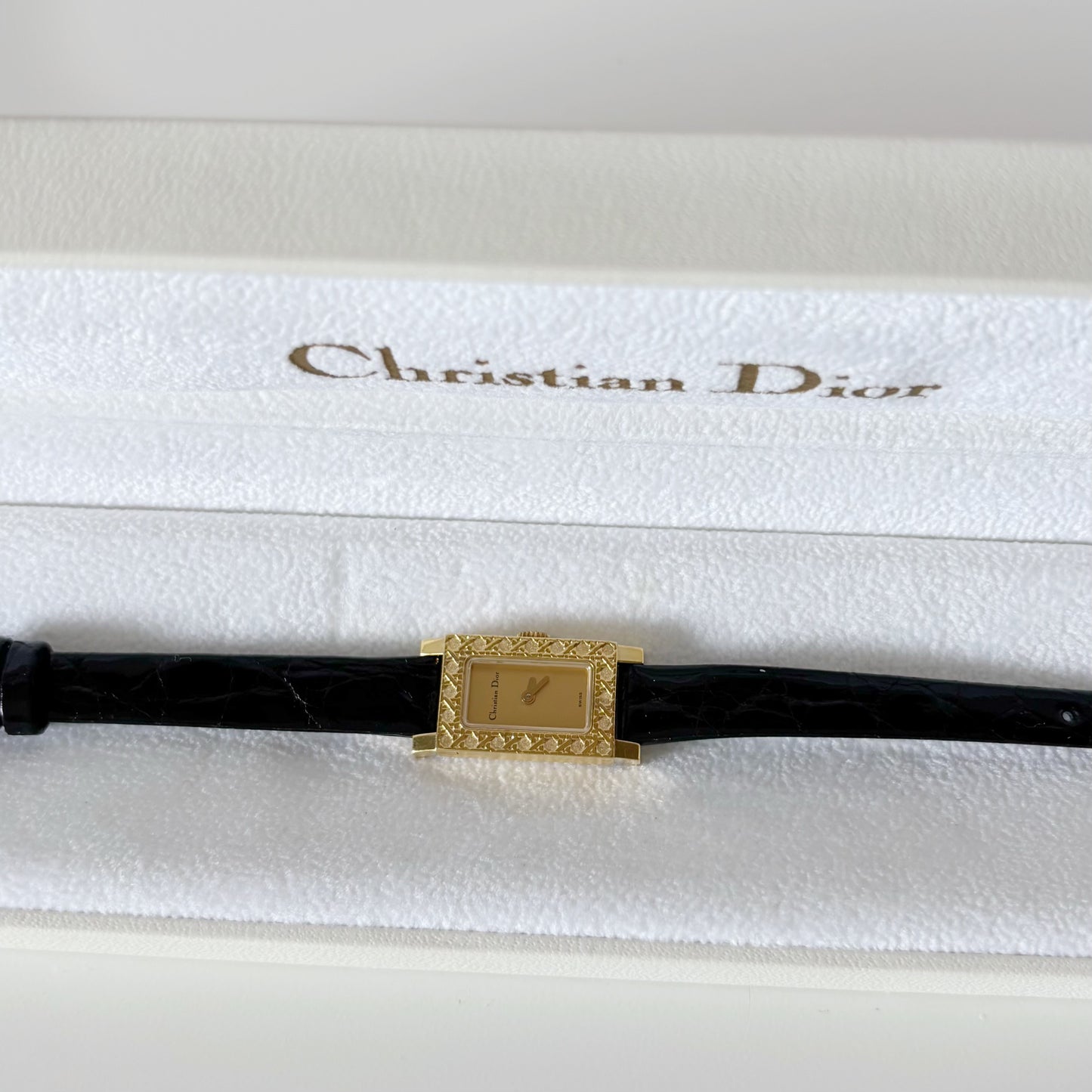 Dior 1990s La Parisienne  18K Solid Gold Case Tank Watch