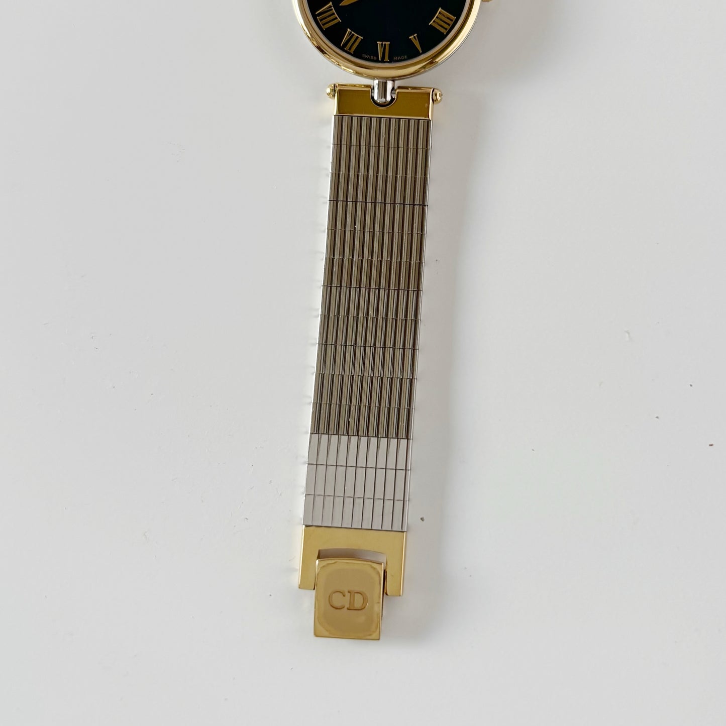 Dior 1990s Navy Dial Gold Plated Two Tone Watch (Large)