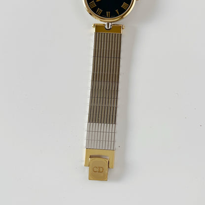 Dior 1990s Navy Dial Gold Plated Two Tone Watch (Large)