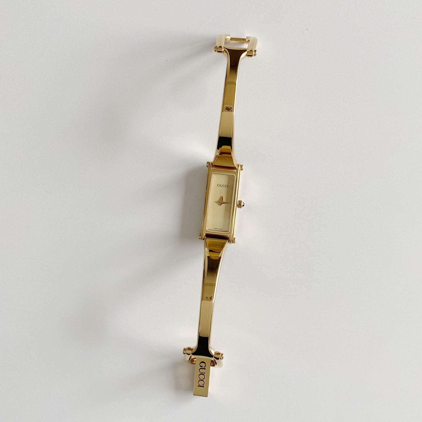 Gucci 1990s Gold Dial Gold Plated Bangle Watch