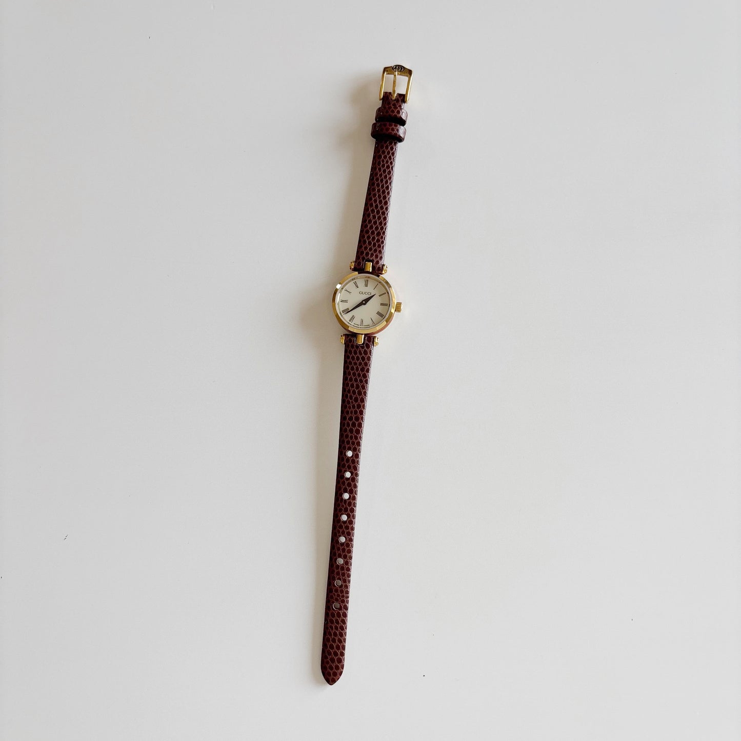 Gucci 1990s Round Dial Gold Plated Watch