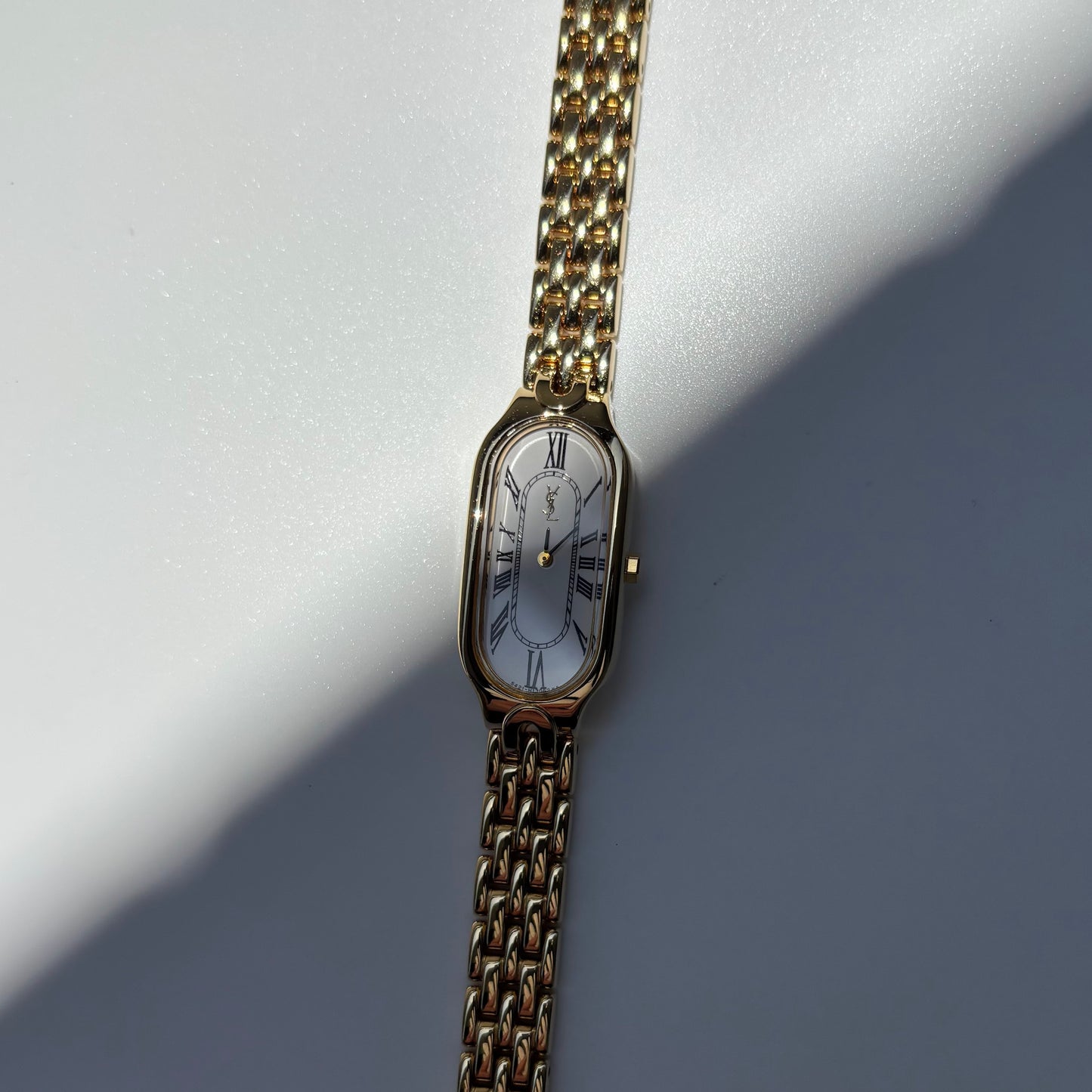 Yves Saint Laurent 1990s Oval Dial Gold Plated Watch