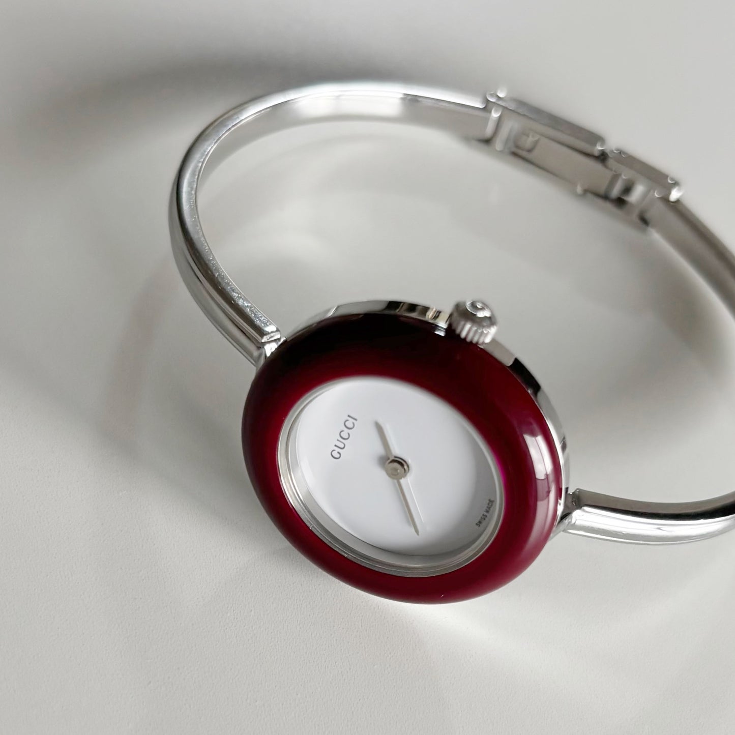 Gucci 1990s Interchangeable Bezel Stainless steel Bangle Watch with 12 bezels, case