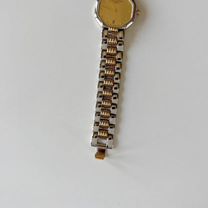 Dior 1990s Octagon Two Tone Gold Plated Watch