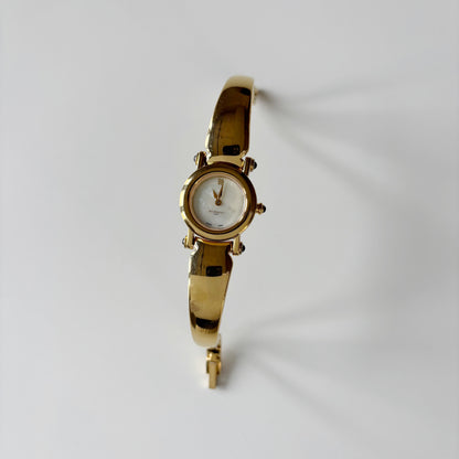 Givenchy 1990s Seashell Dial Gold Plated Bangle Watch