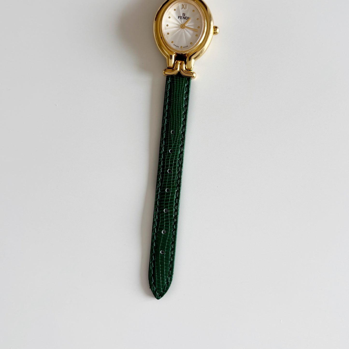 Fendi 1990s Interchangeable Belt Gold Plated Watch with 5 belts, case