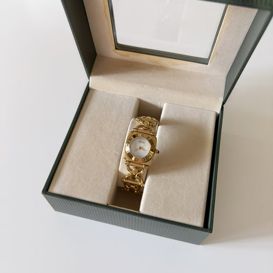 Gucci 1990s Seashell Dial Gold Plated Watch