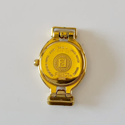 Fendi 1990s Interchangeable Belt Gold Plated Watch with 9 straps, case