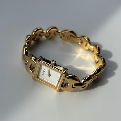 Gucci 1990s Interchangeable Strap Gold Plated Watch with 3 straps, case