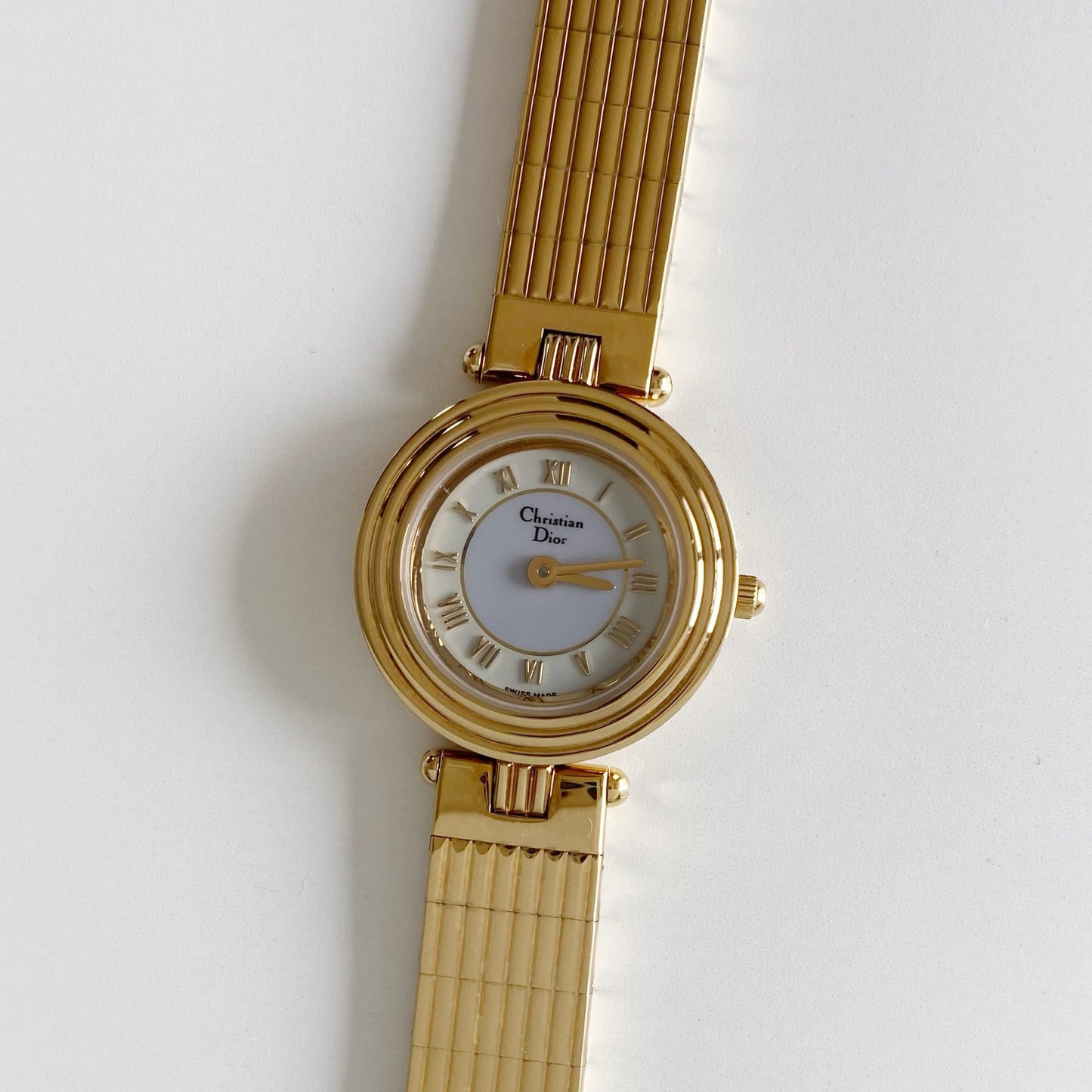 Dior 1990s Round Dial Gold Plated Watch