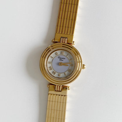 Dior 1990s Round Dial Gold Plated Watch