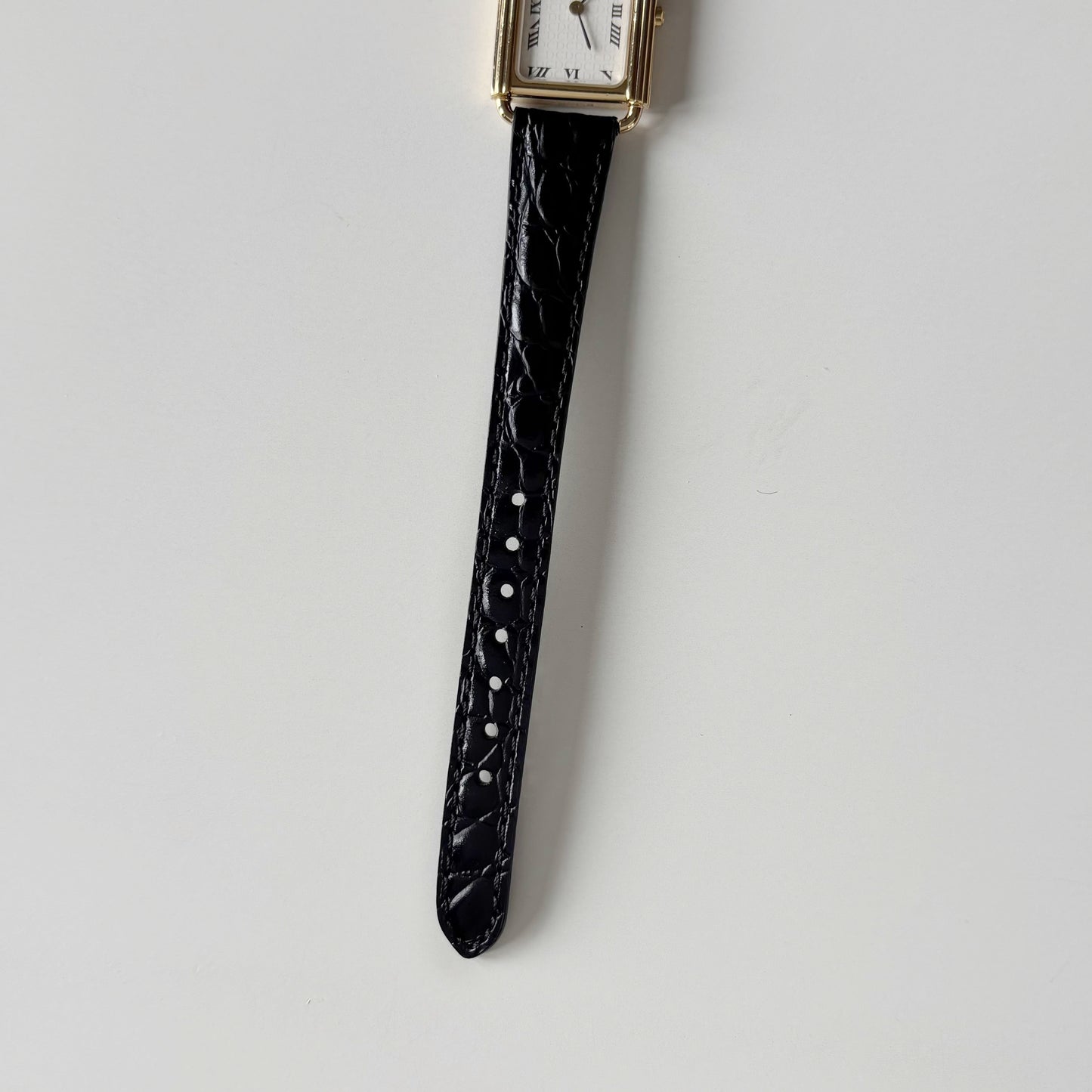 Dior 1990s CD Logo Tank Gold Plated Watch