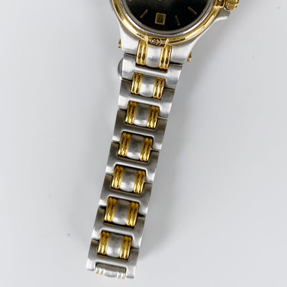 Gucci 1990s Black Dial Date Two Tone Watch