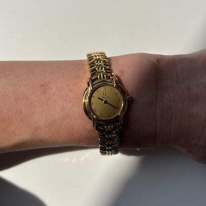 Fendi 1990s Round Dial Gold Plated Watch