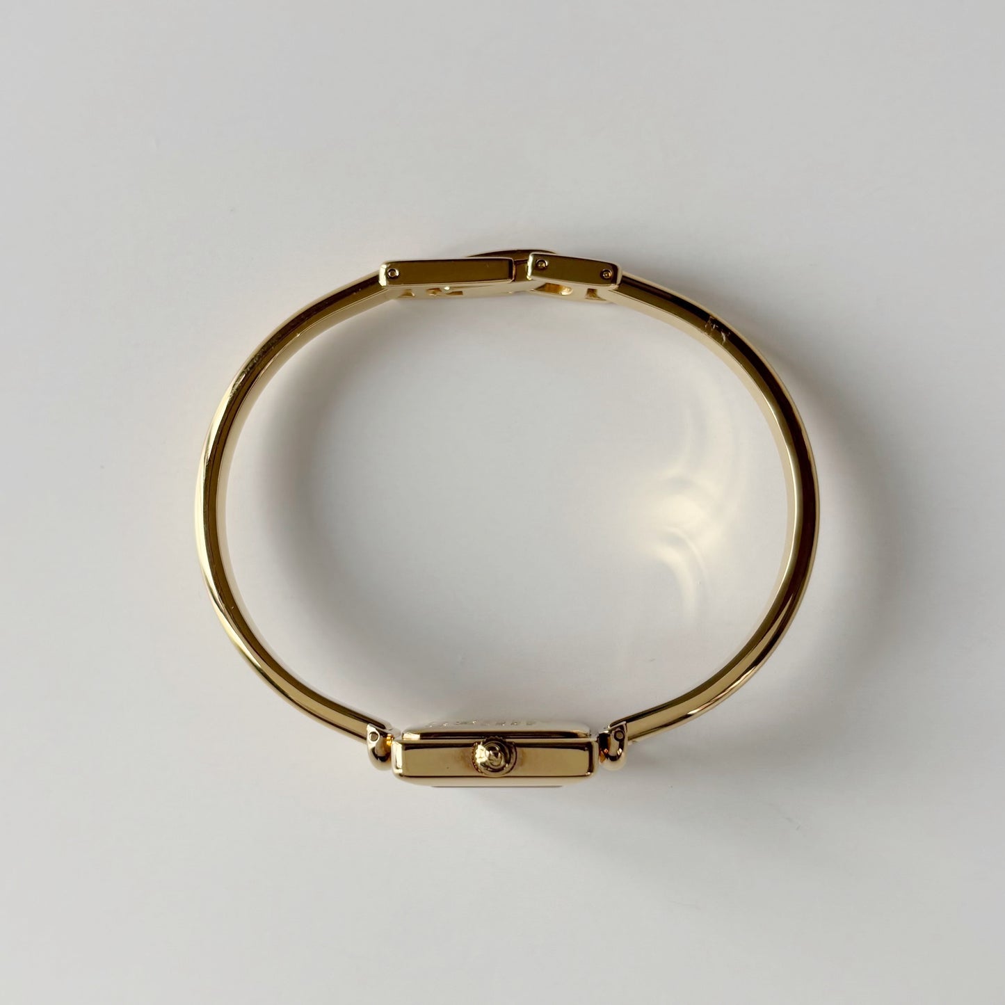 Gucci 1990s Square Dial Gold Plated Bangle Watch