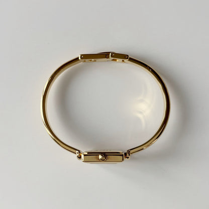 Gucci 1990s Square Dial Gold Plated Bangle Watch