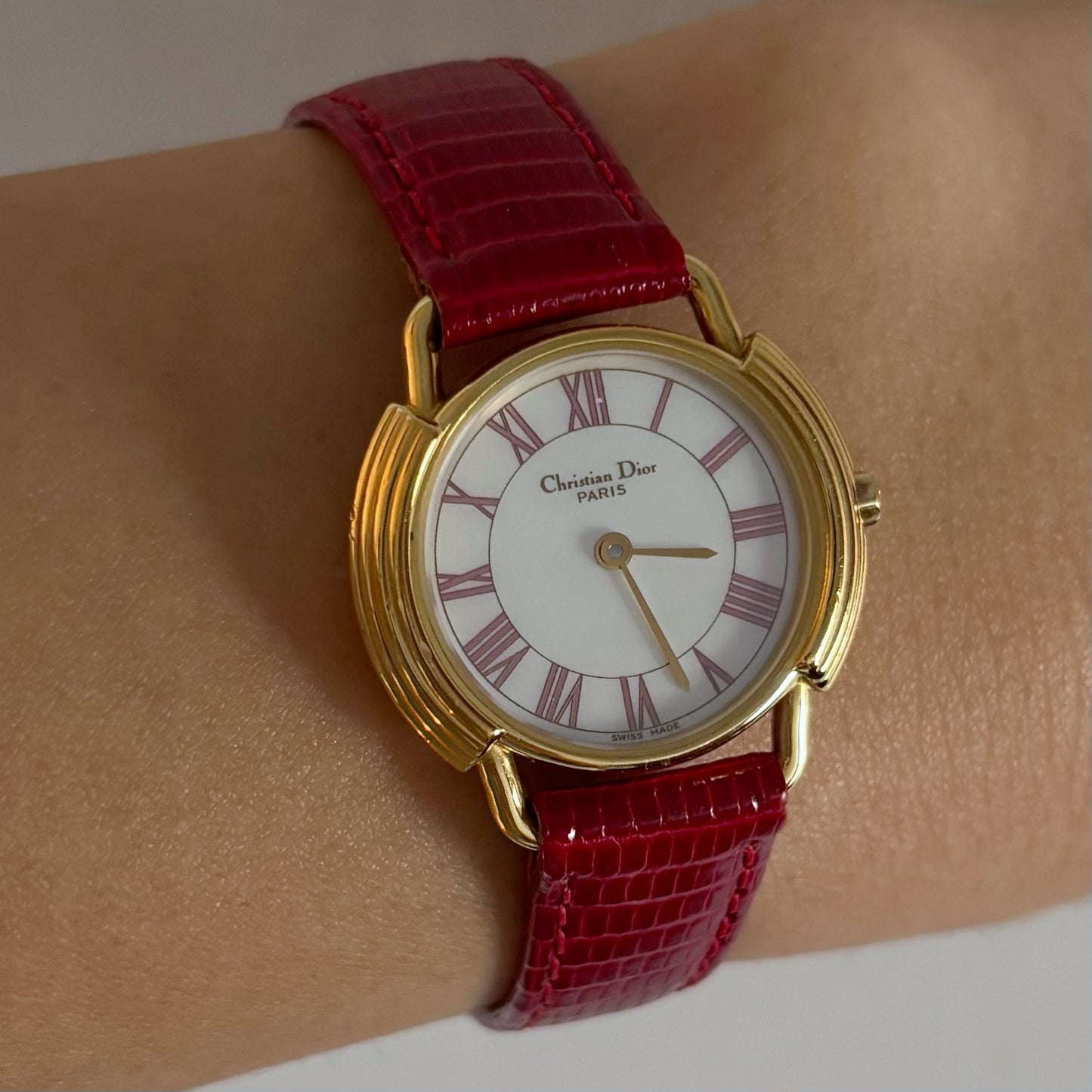 Dior 1990s Seashell Dial Round Watch