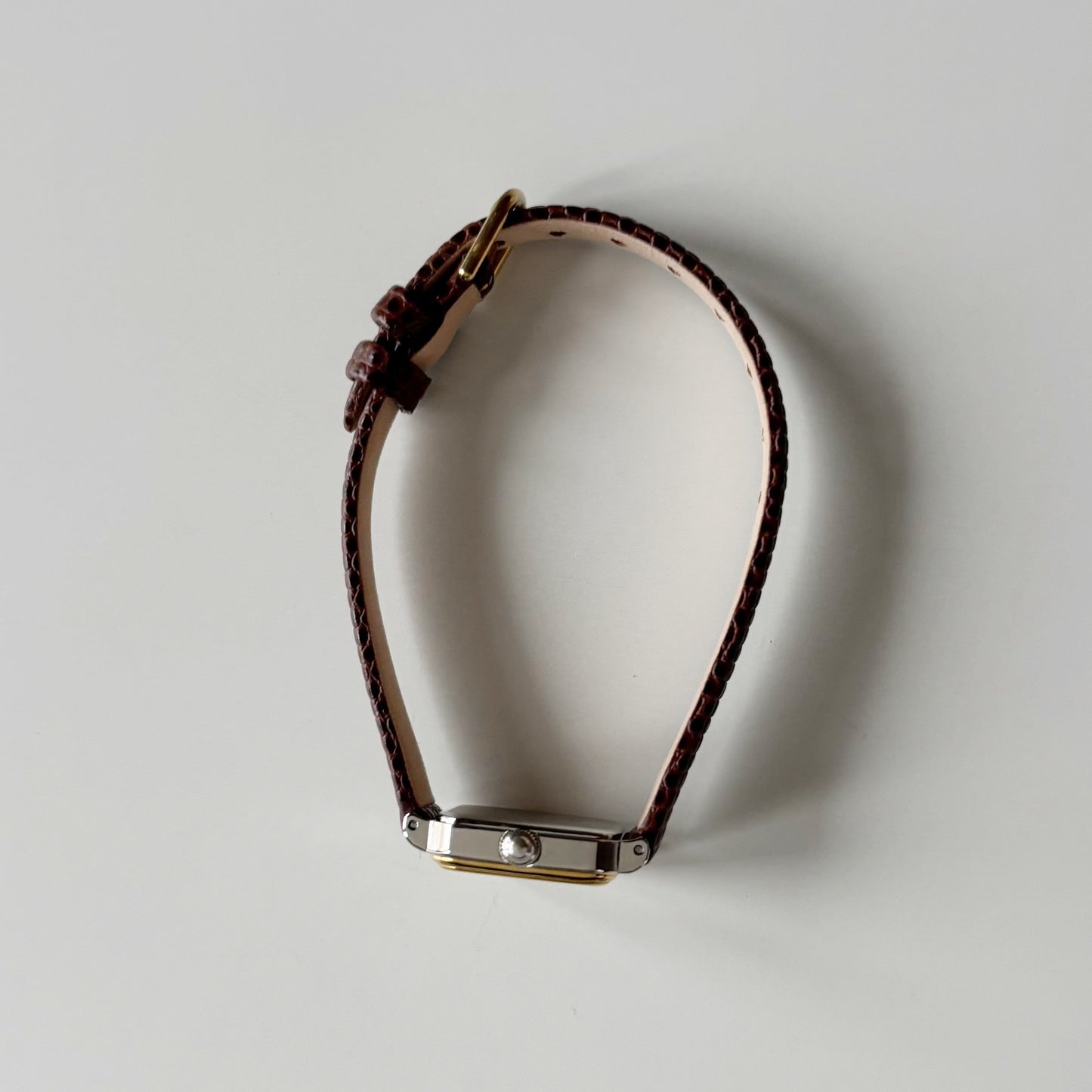 Celine 1980s Rectangular Dial Two Tone Watch