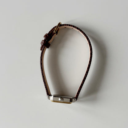 Celine 1980s Rectangular Dial Two Tone Watch