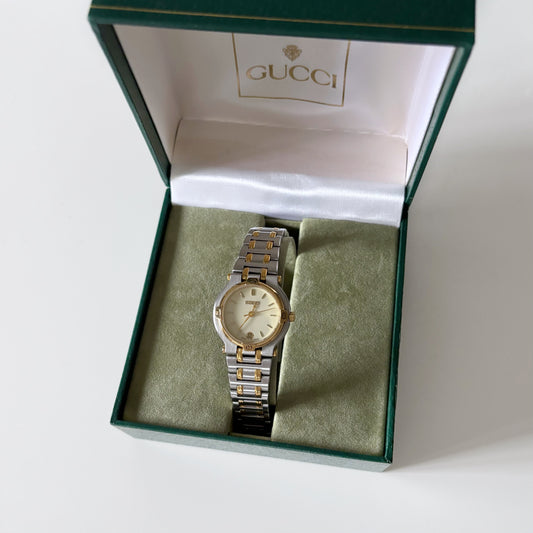 Gucci 1990s Date Gold Plated Two Tone Watch