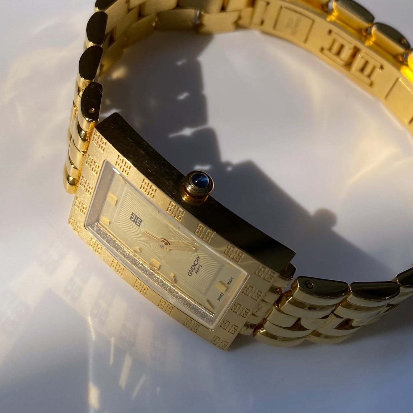 Givenchy 1990s Rectangular Gold Plated Watch