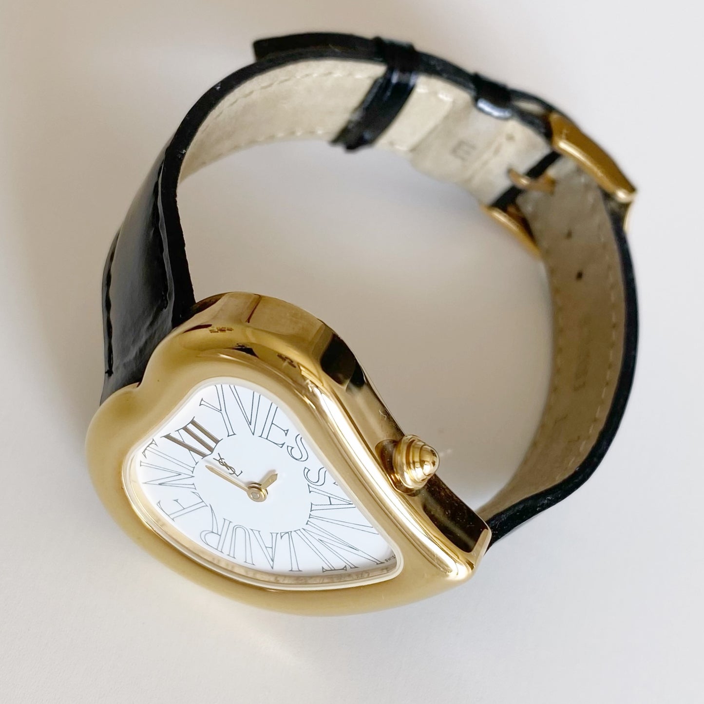 Yves Saint Laurent 1990s Heart Shaped Gold Plated Watch