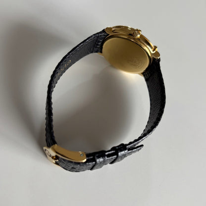 Gucci 1980s Black G Dial Gold Plated Watch (Large)