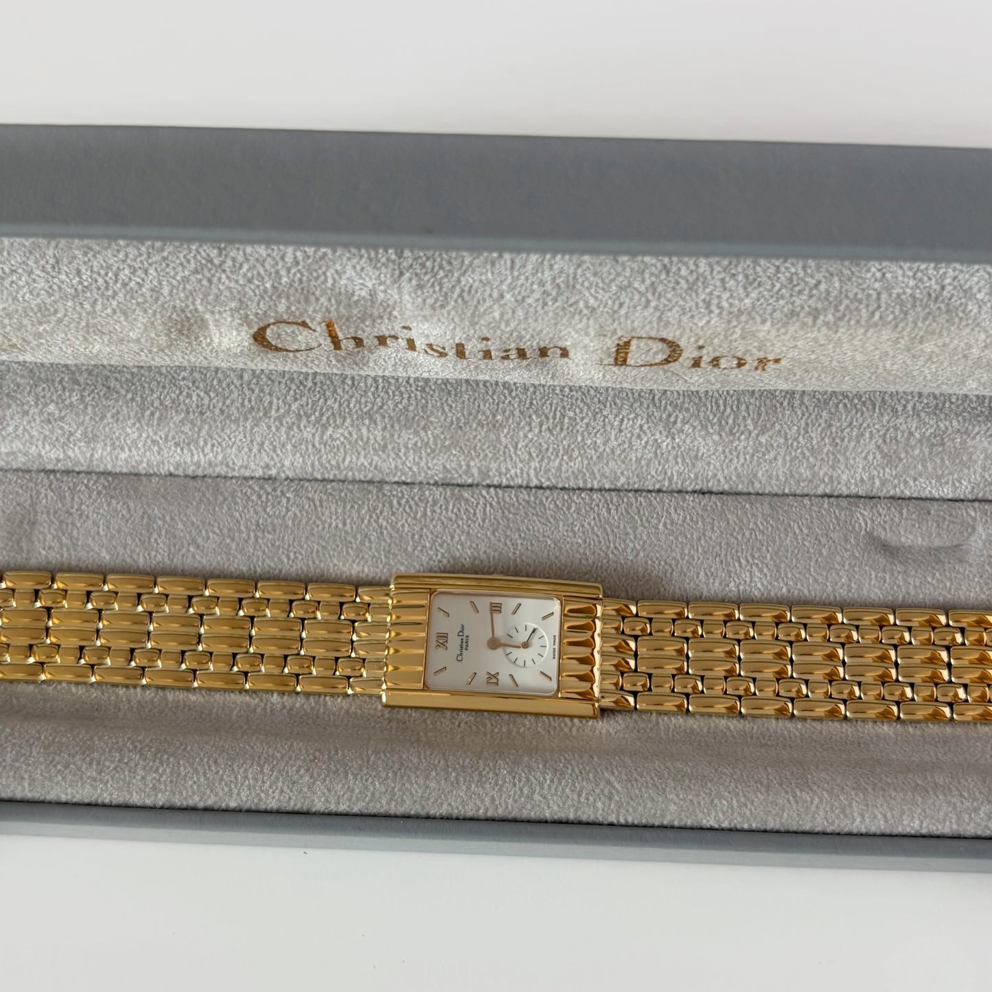 Dior 1990s Sub second Tank Gold Plated Watch
