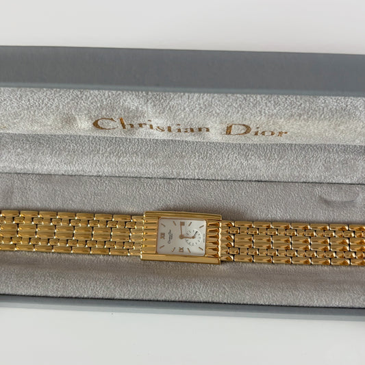 Dior 1990s Sub second Tank Gold Plated Watch