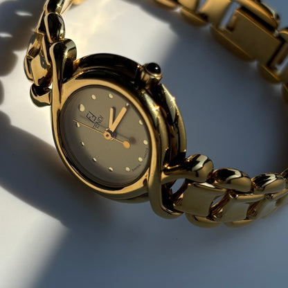 Fendi 1990s Round Dial Gold Plated Watch